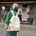 Women's college student backpack - trendy ins style, large capacity, japanese design, korean minimalist, canvas backpack for campus and travel