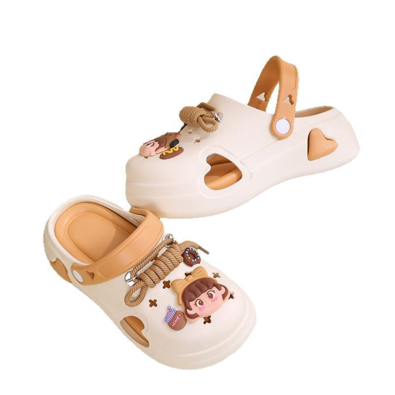 Summer height-increasing beach shoes and sandals, independent best selling2025 student fashion outwear, thick-soled crocs for women