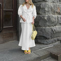 women's summer new arrivals: cross-border european & american fashion - elegant solid color v-neck tie-strap maxi dress set