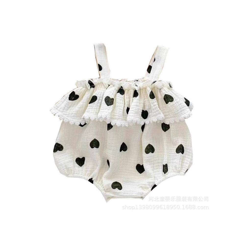 Personalized baby bag butt summer oem sample processing gauze sweat-absorbent cotton wide shoulder rompers infant summer clothing