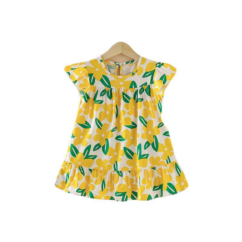 Spring sweet girls' and boys' cartoon print cotton a-line dress - wholesale & dropshipping available