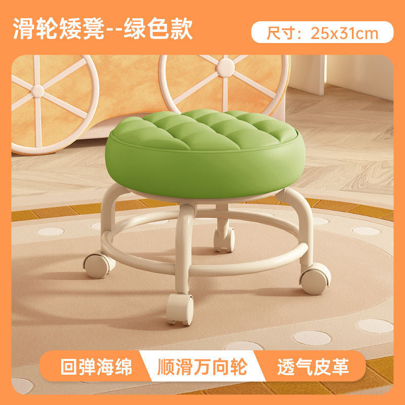 Baby carrying handy gadget universal roller pulley low stool kids toddler stool multifunctional beauty seam pedicure shoe changing stool round stool soft seat