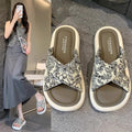 Thick soleclassy slippers for women summeroutwear2026new arrival with skirtfashion fairy stepping on shit one-line slippers for women