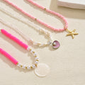 Pink necklace wholesale european and american cross-border jewelry soft clay beaded necklace for women seaside shell multi-layered clavicle chain