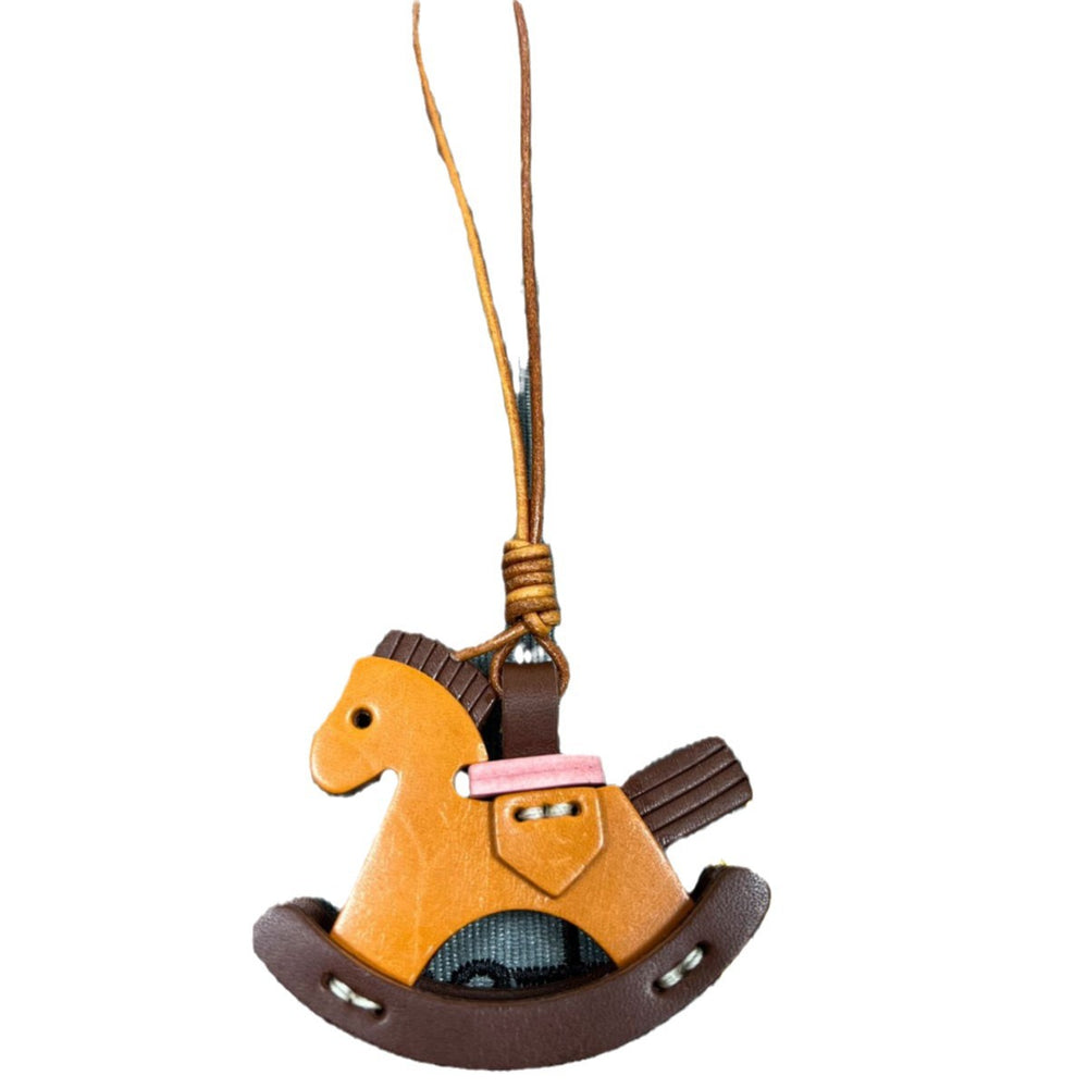 Crazy ins pony pendant cartoon rocking horse cowhide pendant handmade genuine leather bag pendant car keychain