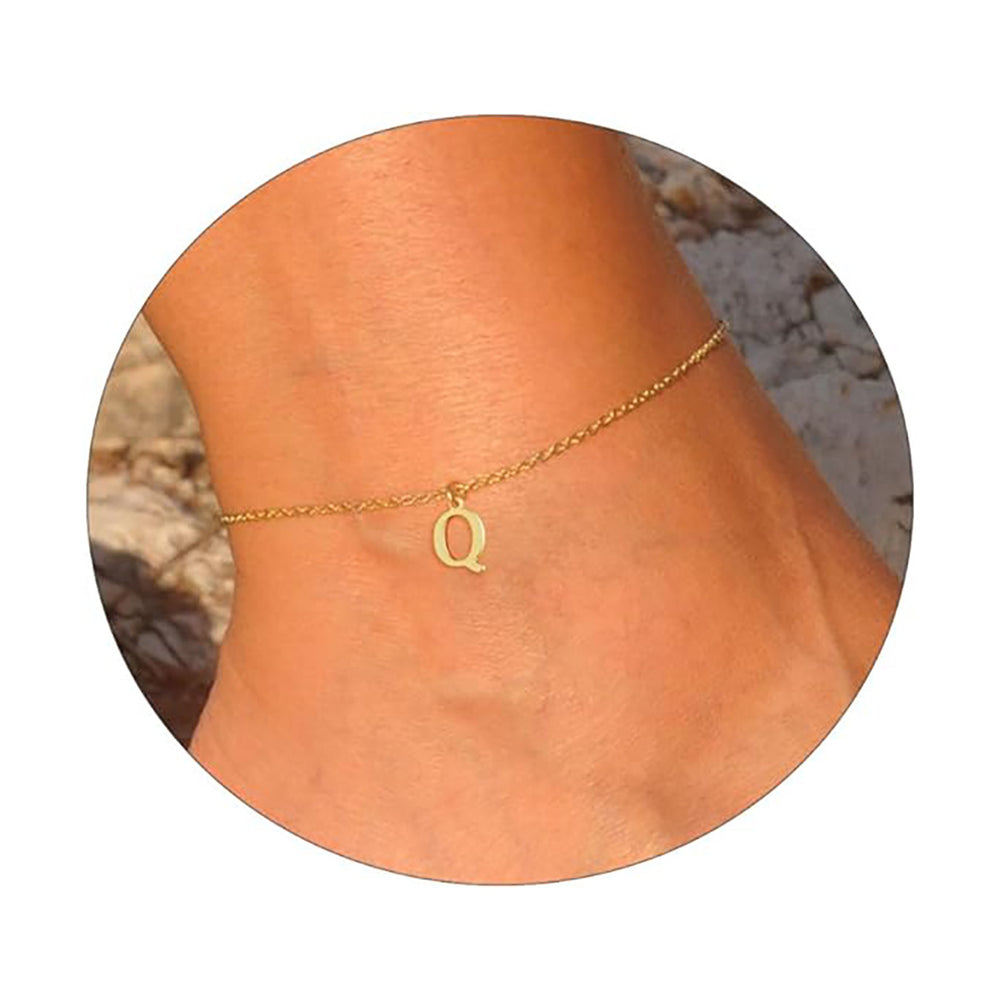 Amazon's new casual14k gold-plated waterproofletter compact 26 english letter women's anklet
