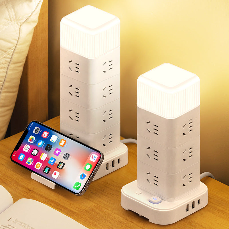Smart vertical power strip socket with usb mobile phone charging multi-port tower office for home creative power strip rubik's cube
