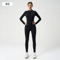 European and american nude feel zipper long sleeve yoga bodysuit high elasticity breathable fitness activewear one-piece tight dlt004