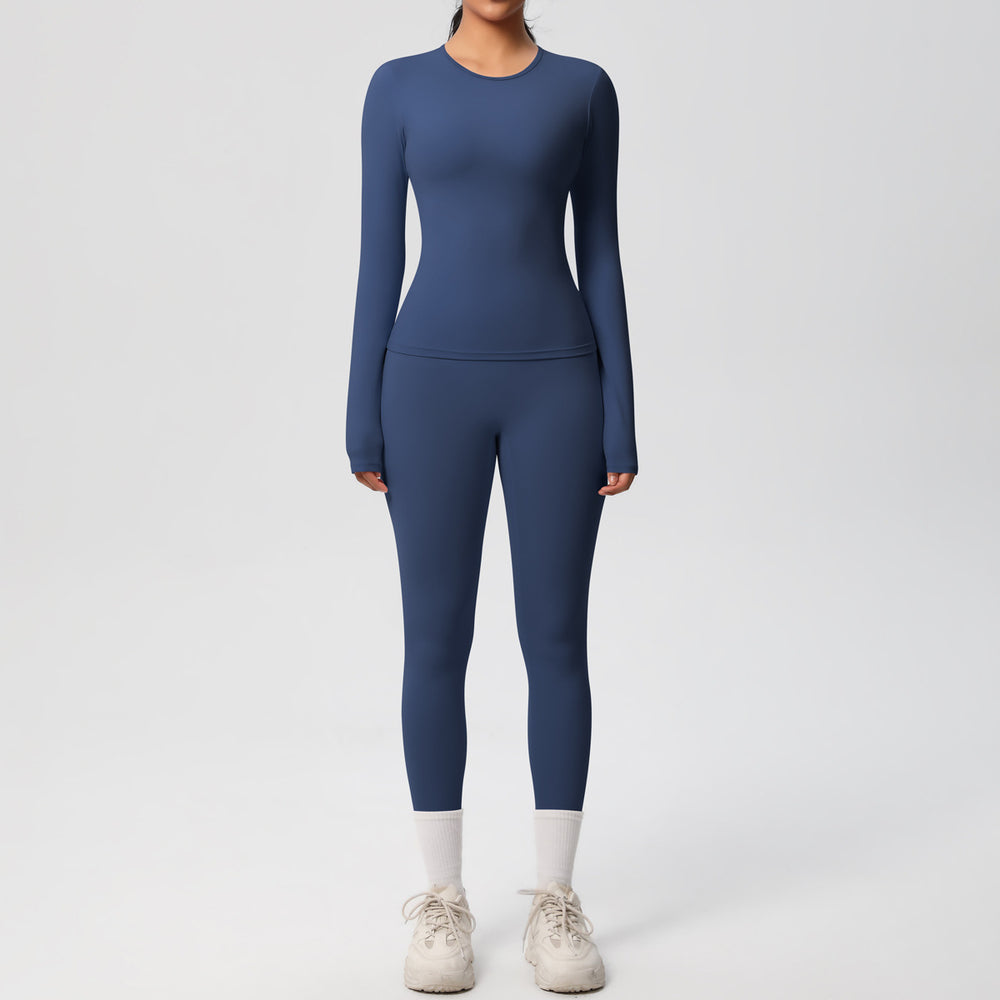 New arrival: european and american style solid color double-sided brushed breathable compression yoga set - 8 piece activewear set for running and fitness