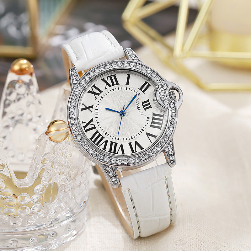 2025 new fashion diamond-studded women's watch with leather strap - quartz wristwatch, direct from manufacturer, ready to ship, dropshipping available