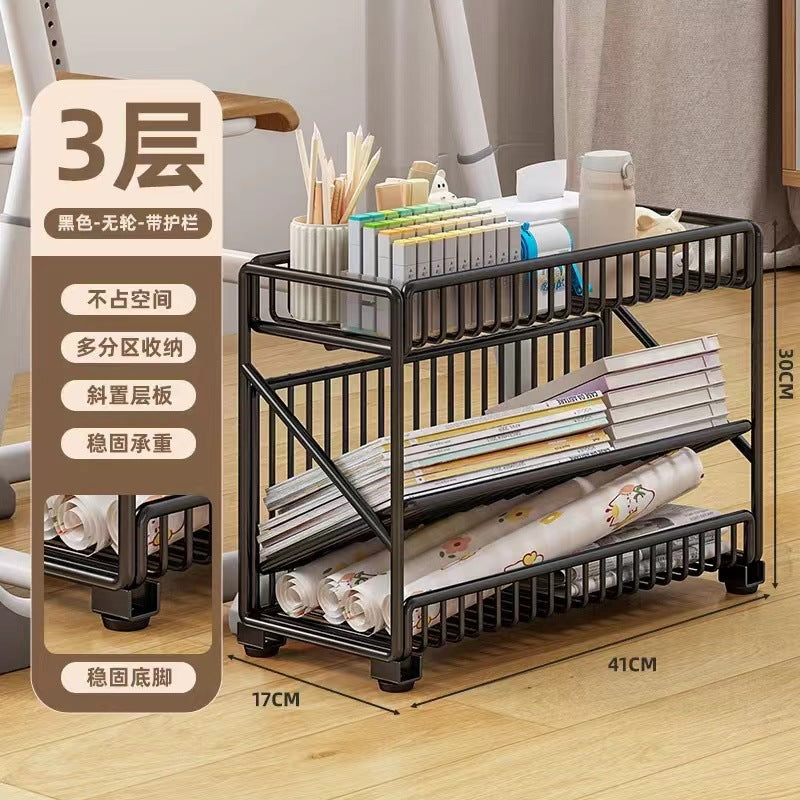 Classroom movable desktop bookshelf student textbook organizer floor storage rack children's home small bookshelf