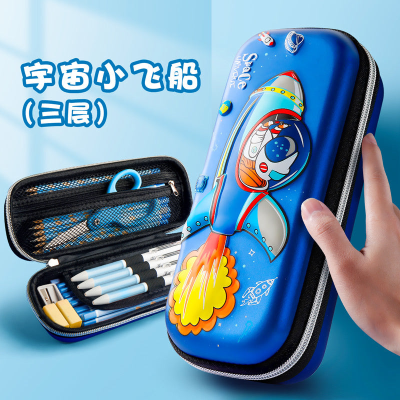 Large capacity cartoon 3d three-dimensional stationery box girl primary school students cute pencil case wholesale multi-functional decompression pencil case