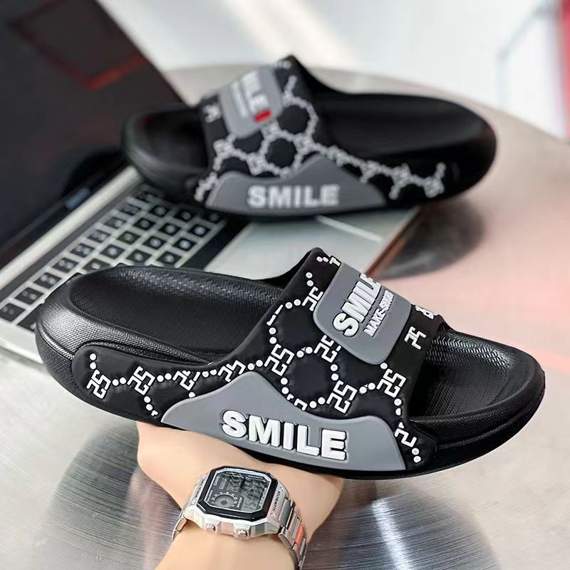 New men's platform slippers - 2024 outdoor beach sandals, athletic one-strap slides, comfortable indoor slippers
