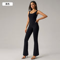 sexy backless bodysuit peach lift butt workout gym outfit flare leg yoga suit women dlt005