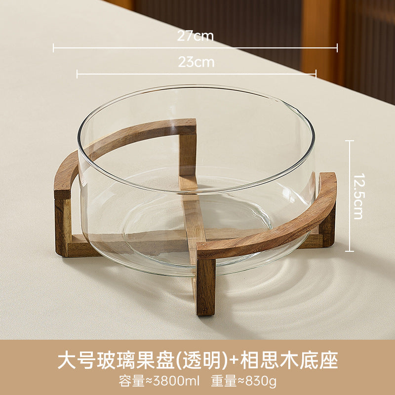 Glass fruit bowl salad bowl with stand - ideal for hotel reception, ktv buffets, home use, welcome snacks, candy storage, and fruit serving