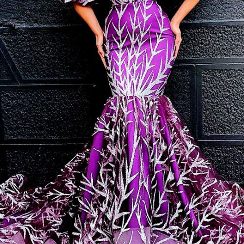 2025 new cross-border european and american women's clothing amazon dress - bandeau gold-embellished thorn long dress with fishtail hem