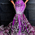 2025 new cross-border european and american women's clothing amazon dress - bandeau gold-embellished thorn long dress with fishtail hem