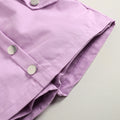 European and american cross-border e-commerce new arrival: girls' solid color hollow-out flutter sleeve crew neck top with detachable strap shorts two-piece set