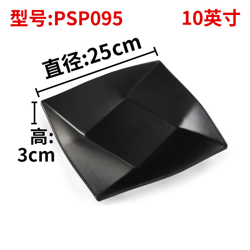 Melamine black tableware plastic dish imitation porcelain dinner plate cold dish plate barbecue hot pot plate barbecue restaurant plate commercial
