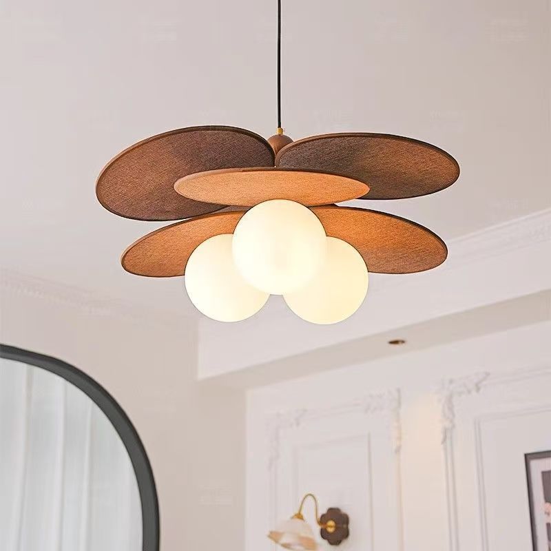 French rattan magic bean chandelier retro bedroom study dining room lamp japanese style b&b living room medieval style ceiling lamp