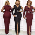 Aliexpress african plus size women's ol commuter style long asymmetrical bodycon one-shoulder dress