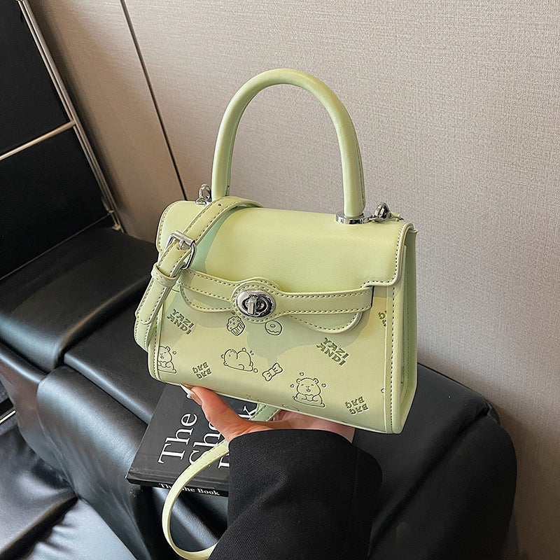 Simple contrasting color small bag women's 2025 summer new portable small square bag advanced super fire niche texture messenger bag