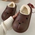 Winter cute cotton slippers for men and women, student dormitory fashion cartoon cute couple's closed-back warm plush confinement slippers