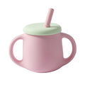 new food-grade silicone straw cup, kids' water bottle, baby training cup, drop-proof milk cup, feeding utensil
