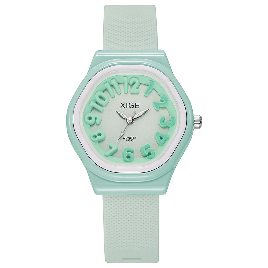New candy-colored silicone strap waterproof women's watch student watch dopamine color block quartz watch - wholesale from manufacturer