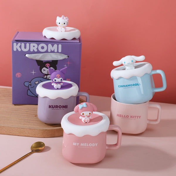 Sanrio ceramic cup with lid mug high value household water cup gift box gift cup cute couple cup