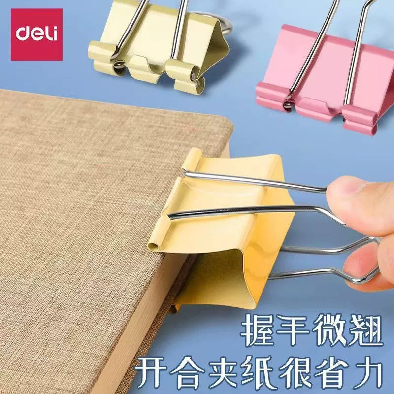 Deli 8552ES Color Long Tail Clip Swallow Tail Clip 41mm Metal Clip Ticket Clip 24 Iron Clip Fish Tail Clip