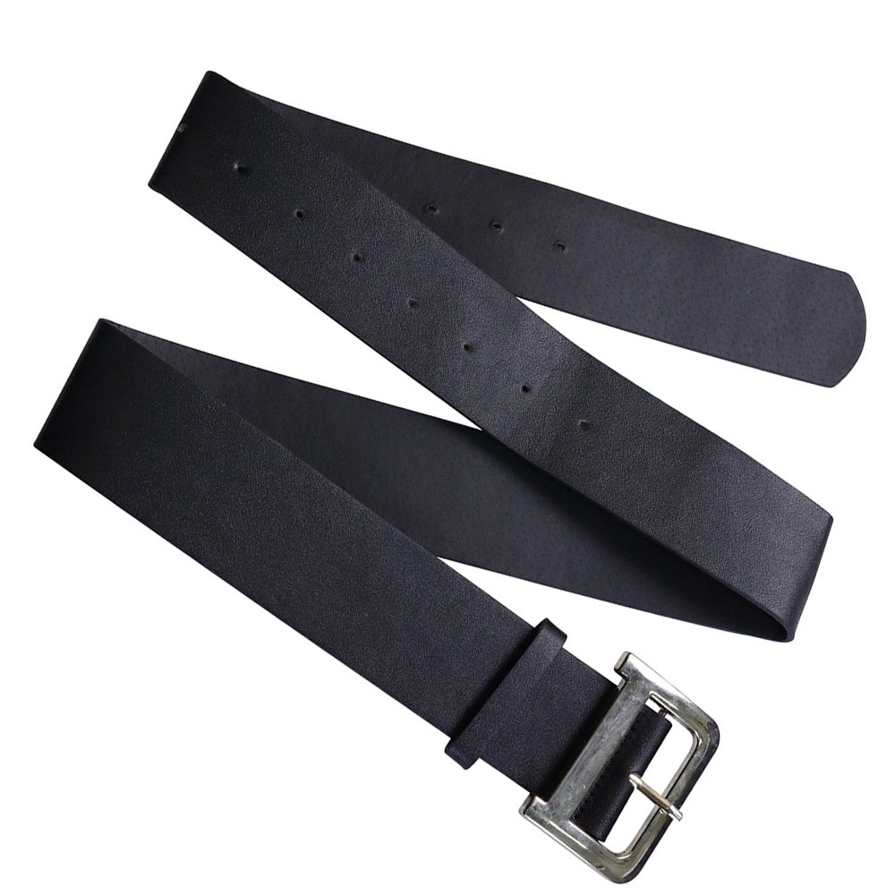 Q083 european and american stylish fashion export metal silver buckle wide belt women's coat dress versatile waist belt