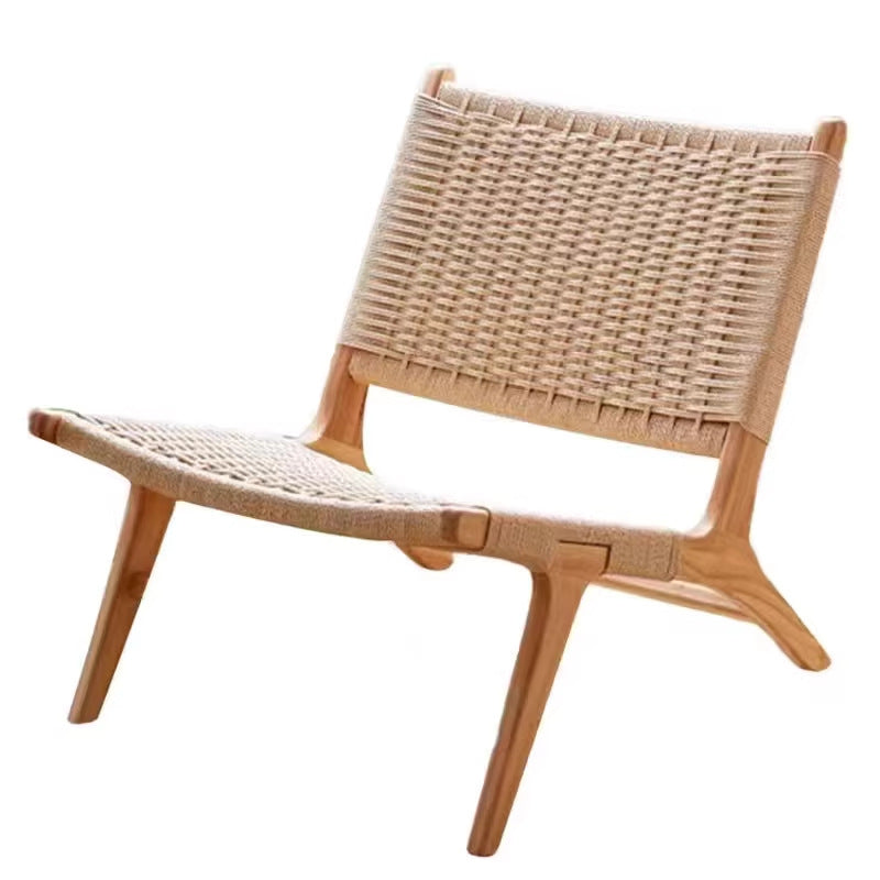 Scandinavian solid wood rope lounge chair single sofa chair b&b hotel lazy chair balcony casual saddle chair reading chair