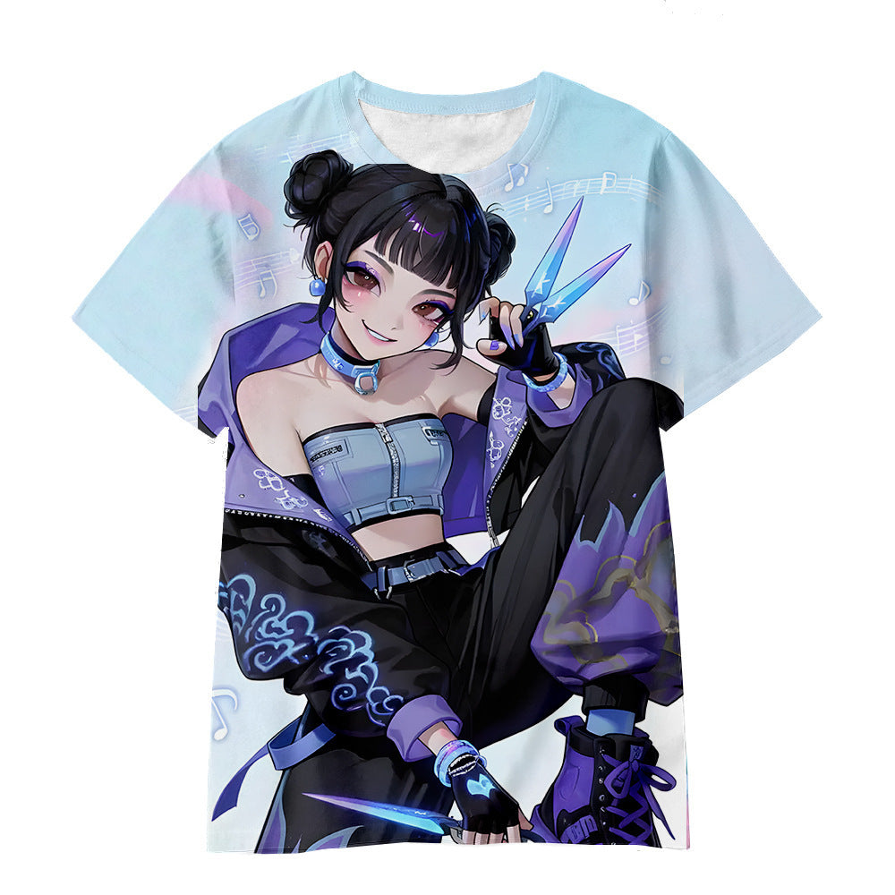 Witcher boy group 3d digital printing cross-border overseas casual loosefashion t-shirt k-pop girls t-shirt