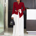 C8609  new arrival: stylish and chic office lady flared sleeve top and pleated wide-leg pants two-piece african outfit set
