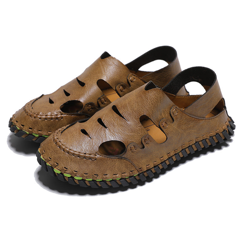 Cross-border large-size sandals men's shoes new summer breathable bag head casual men's shoes soft-soled men's beach shoes one pedal