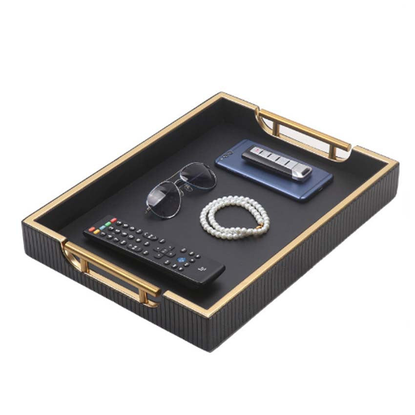 Household coffee table storage tray, room bedside table leather storage box, entrance sundries finishing decorative hardware tray