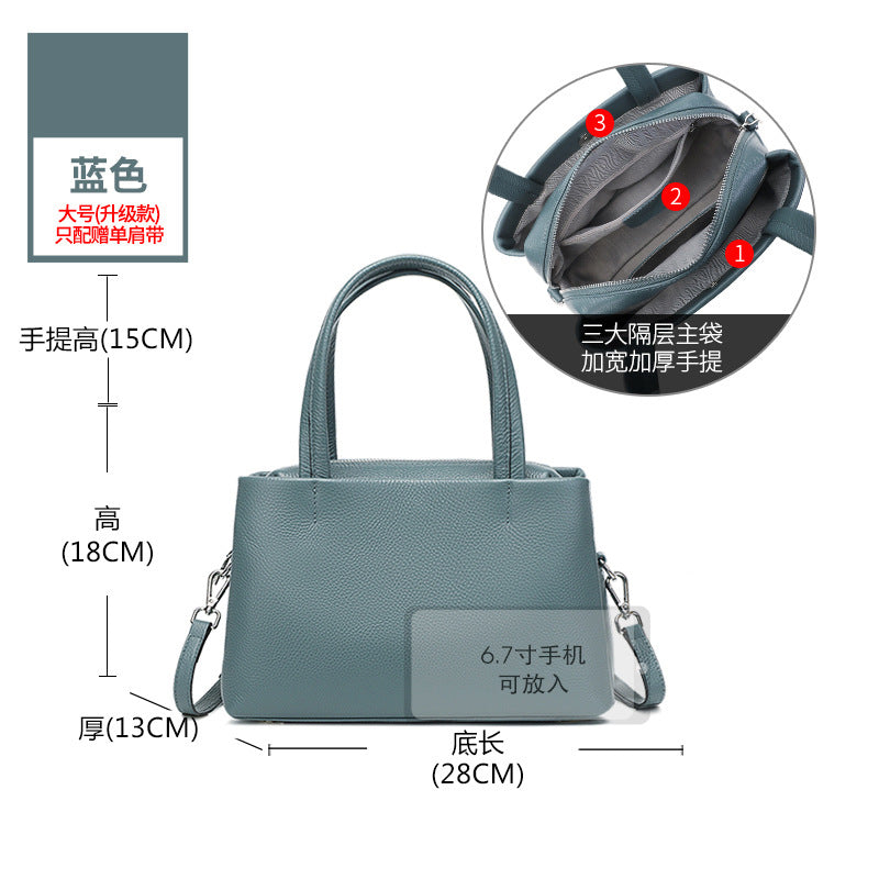 Soft leather women's handbag women's 2025 new versatile first-layer cowhide women's bag casual large-capacity shoulder bag