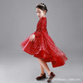 Ready-to-ship wholesale children's choir piano performance outfits, high-end formal dresses for girls, new trailing princess gowns for autumn and winter
