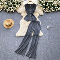 Qianjin feng classy suit autumn winter sleeveless v neckknitting shirt +high waistslimming lookslimming lookloose pantssuit