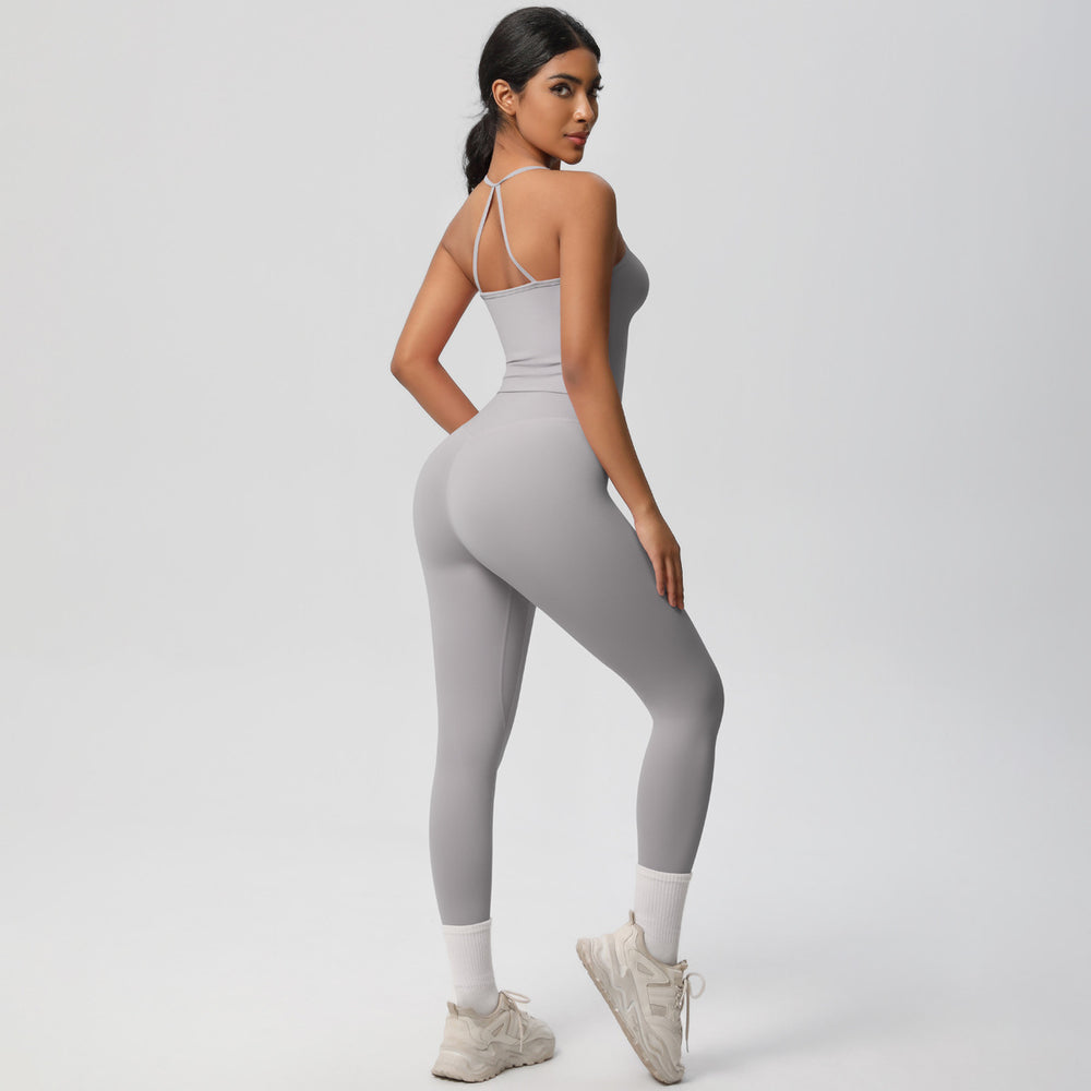 European and american nylon brushed quick-dry yoga outfit sexy backless tight sports bra set outdoor running fitness apparel