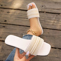 Fashionexportflatsplus size beaded flip-flops women's square toe rhinestone lightweight beach sandals slipper