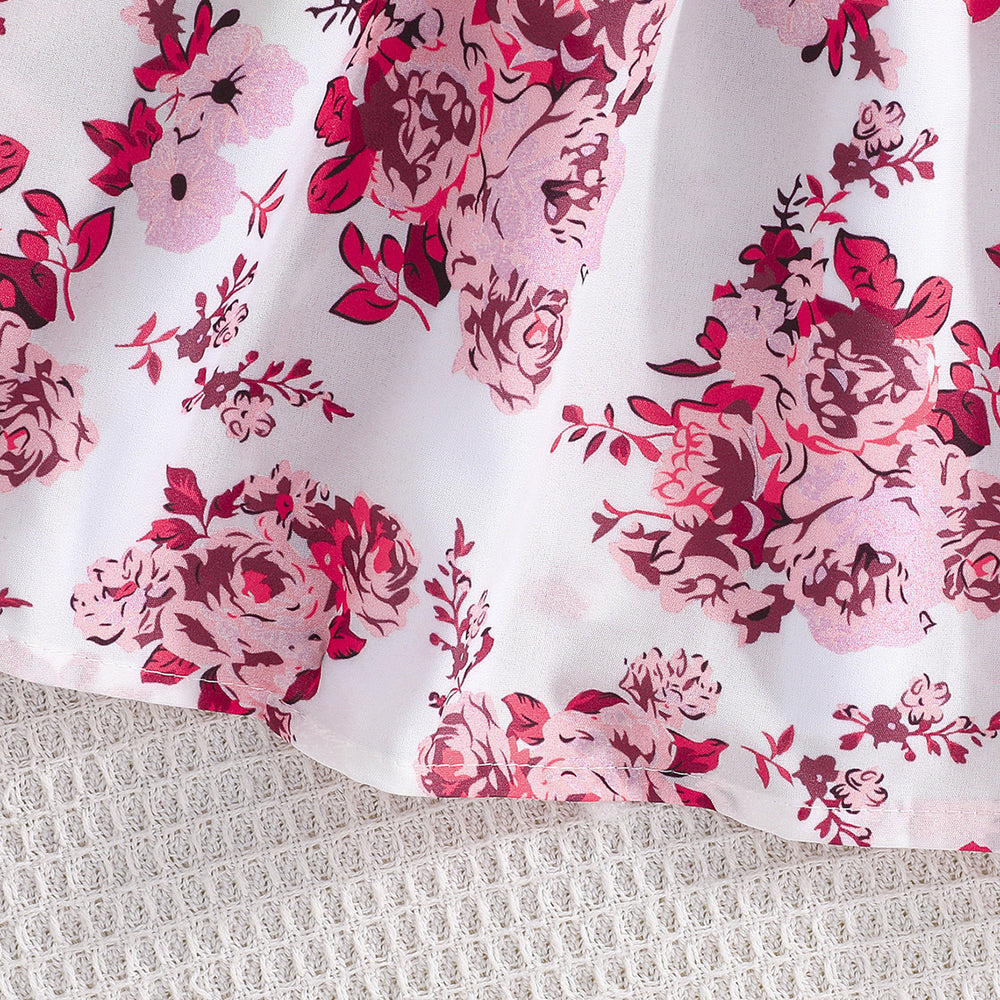 exclusive: kids' fashion solid color jacket & printed dress two-piece set - trendy pink collection
