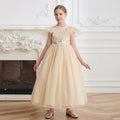 Custom-made tulle dress for girls, european and american style, off-the-shoulder princess dress, elegant long dress for children's birthdays, high-end dress for little girls