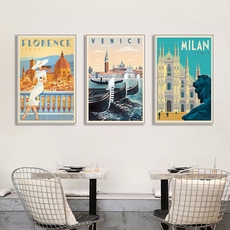 Italian landscape decoration painting retro nostalgic hotel KTV box hanging painting restaurant hotel homestay building mural