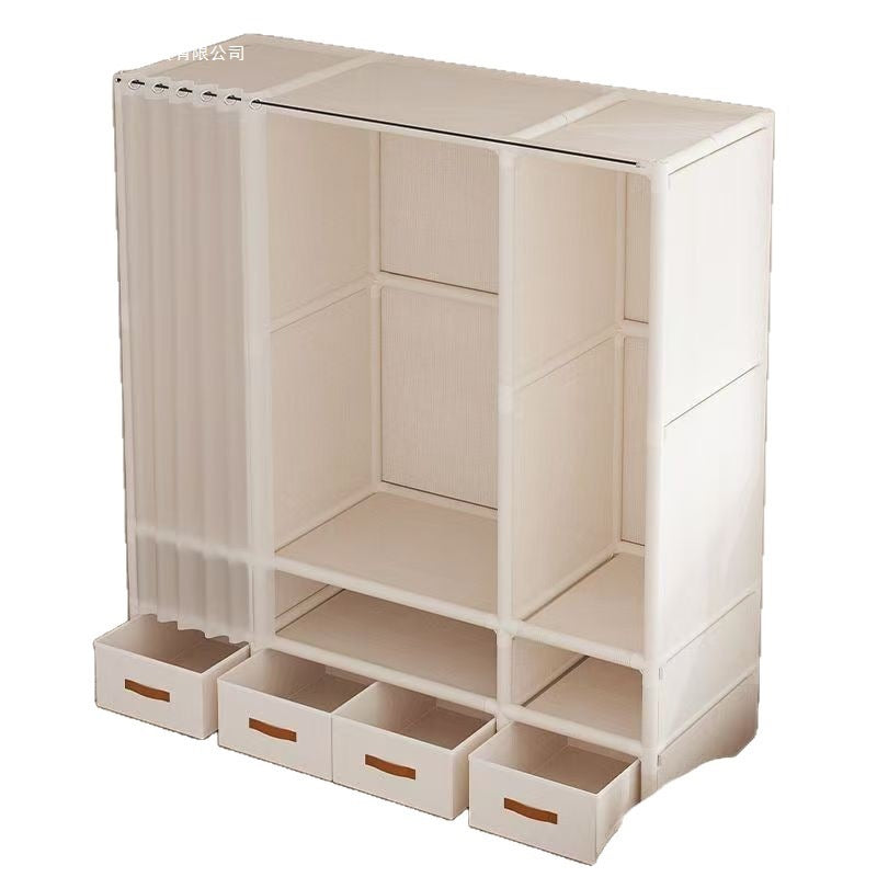 Wardrobe combination assemble bedroom simple wardrobe hanging clothes rack simple assembly storage cabinet wardrobe for rental