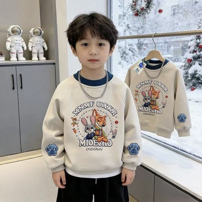 Boys' and girls'  spring new arrivals: trendy animal print hoodies, stylish tops for toddlers and young children, cartoon kids' outerwear