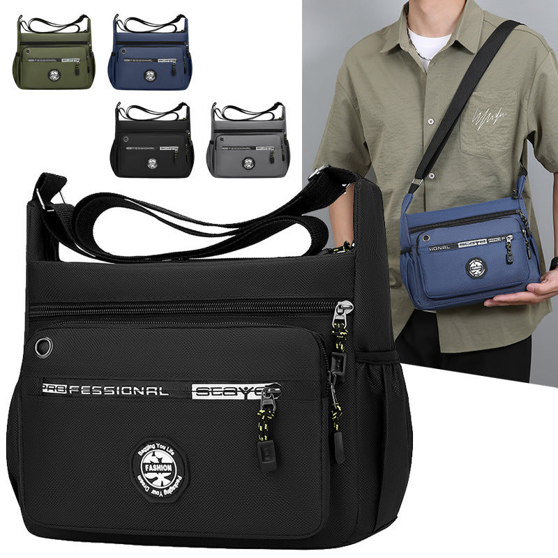 Cross-border multi-layer men's messenger bag 2025 new trend casual shoulder bag large-capacity work commuter storage bag