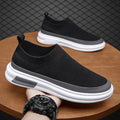 New summer flyknit mesh men's shoes - breathable slip-on casual sneakers, versatile dad shoes, trendy style