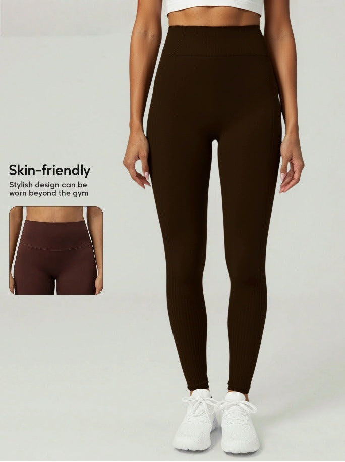 Seamless high-waisted yoga leggings with lettering - perfect for cross-border e-commerce, cycling, training, yoga, running, and layering